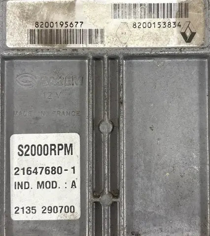 CALCULATEUR MOTEUR S2000RPM 21647680-1 8200195677 8200153834 RENAULT Ma boutique