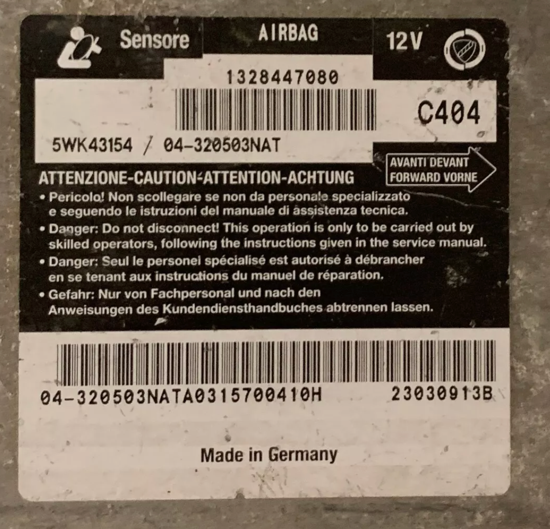 CALCULATEUR AIRBAG PEUGEOT BOXER FIAT DUCATO CITROEN JUMPER 1328447080 5WK43154 // DISPO SUR COMMANDE