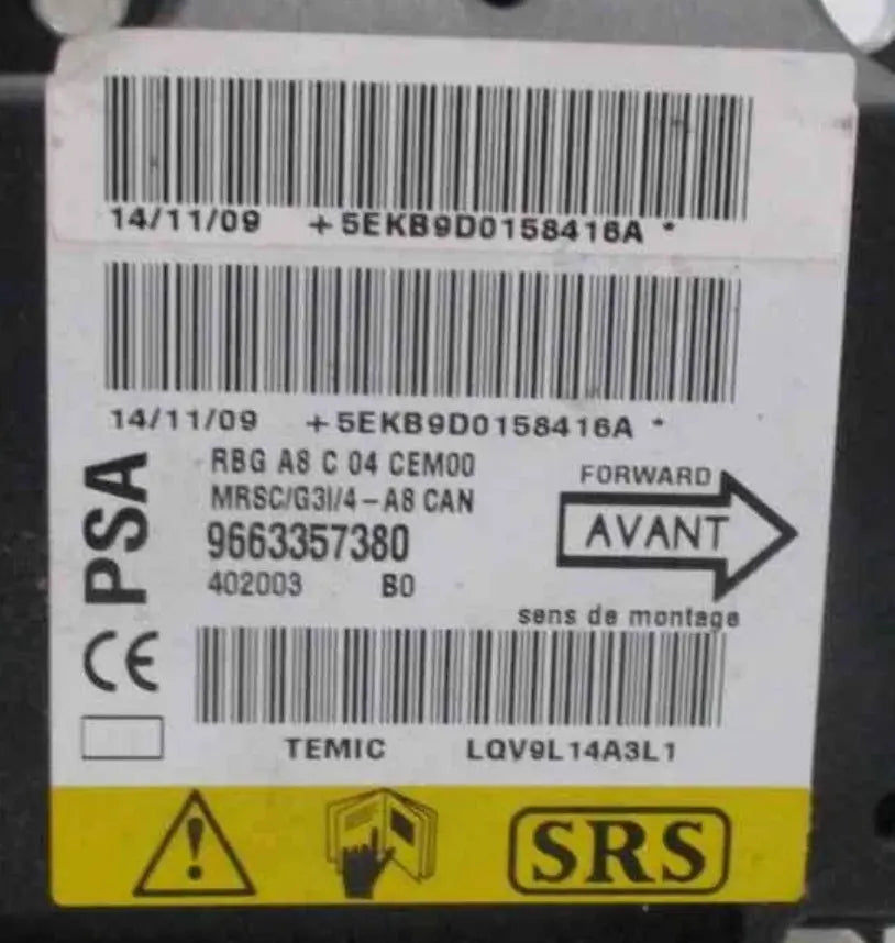 CALCULATEUR AIRBAG 9663357380 PEUGEOT CITROEN // DISPO SUR COMMANDE UNIQUEMENT Ma boutique
