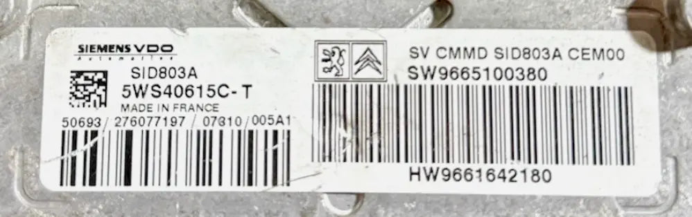 CALCULATEUR MOTEUR SID803A 5WS40615C-T 9665100380 9661642180 PSA