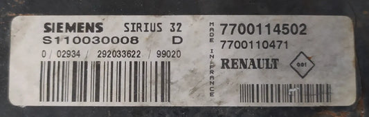 CALCULATEUR MOTEUR SIRIUS 32 S110030008D 7700114502 7700110471