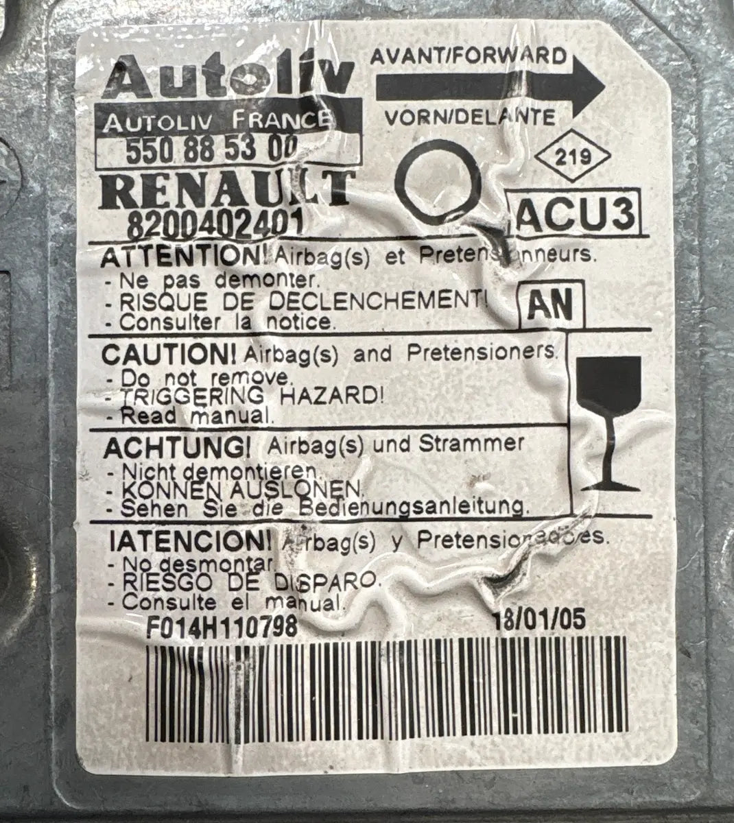CALCULATEUR AIRBAG 8200402401 550885300 RENAULT