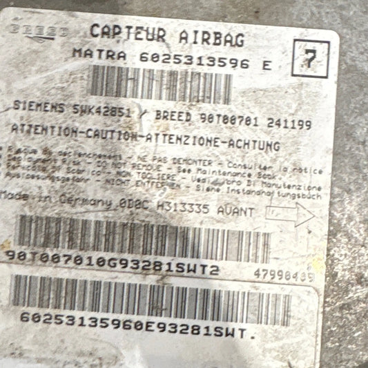 CALCULATEUR AIRBAG 6025313596E 47990409 RENAULT Ma boutique