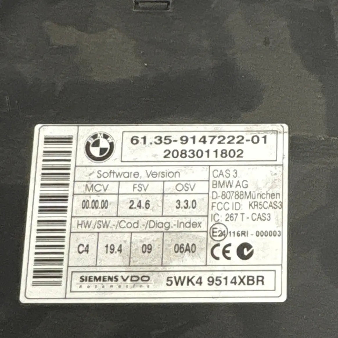 BOITIER CAS 3 5WK49514XBR 61.35-9147222-01 BMW Ma boutique