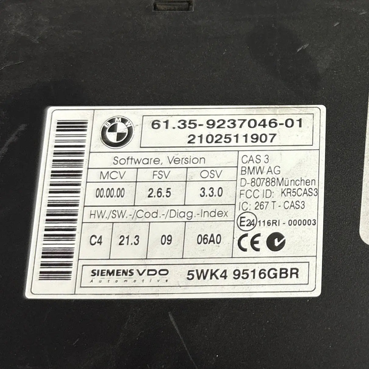 BOITIER CAS 3 5WK49516GBR 61.35-9237046-01 BMW Ma boutique
