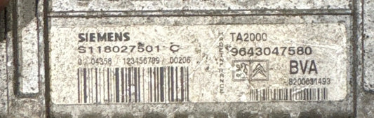 CALCULATEUR DE BOITE BVA TA2000 S118027501C 9643047580 PSA Ma boutique