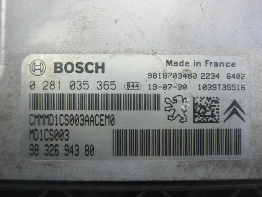 CALCULATEUR MOTEUR NON PROTÉGÉ MD1CS003 0281035365 9632694380 9695050680 PEUGEOT 308 1.5HDI 130CV BVM6 Ma boutique