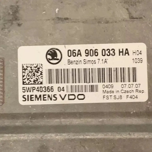 CALCULATEUR MOTEUR SIMOS 7.1A 5WP40366 04 06A906033HA VAG Ma boutique