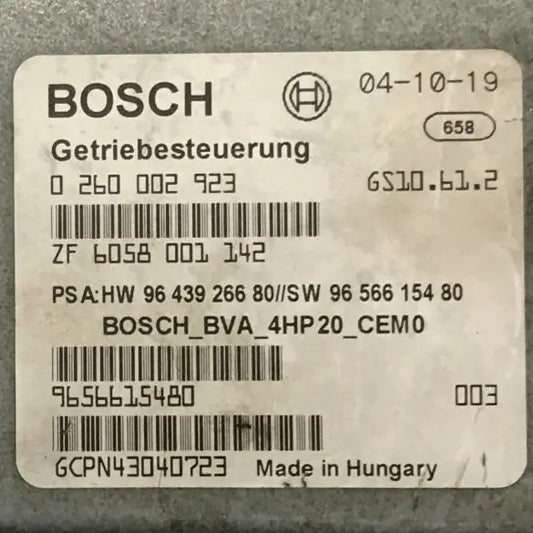 CALCULATEUR DE BOITE BVA GS10.61.2 0260002923 9643926680 9656615480 PSA Ma boutique