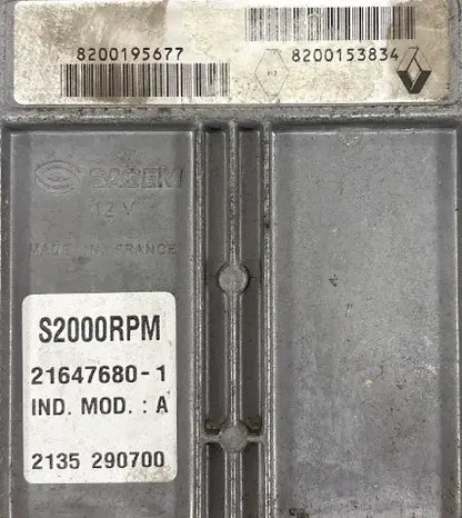 CALCULATEUR MOTEUR S2000RPM 21647680-1 8200195677 8200153834 RENAULT Ma boutique