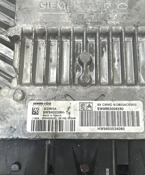CALCULATEUR MOTEUR SID803A 5WS40258H-T 9663008280 9655534080 PSA Ma boutique