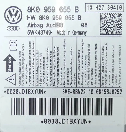 CALCULATEUR AIRBAG 8K0959655B 5WK43749 AUDI Ma boutique