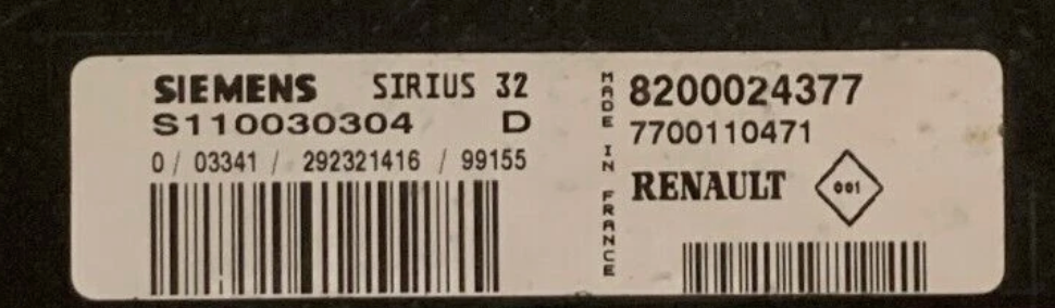 CALCULATEUR MOTEUR SIRIUS 32 S110030304D 8200024377 7700110471 RENAULT