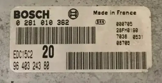 CALCULATEUR MOTEUR EDC15C2 0281010362 9640324380 PEUGEOT Ma boutique