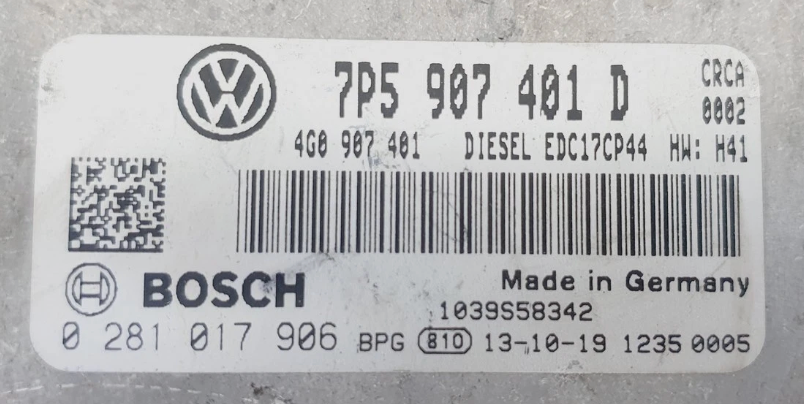 CALCULATEUR MOTEUR EDC17CP44 0281017906 4G0907401 7P5907401D PORSCHE CAYENNE // DISPO SUR COMMANDE Ma boutique