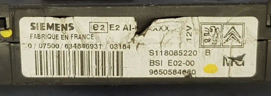 BSI E02 MG S118085220B 9650584680 PEUGEOT 206 UNIQUEMENT - BSI VIERGE UNIQUEMENT Ma boutique