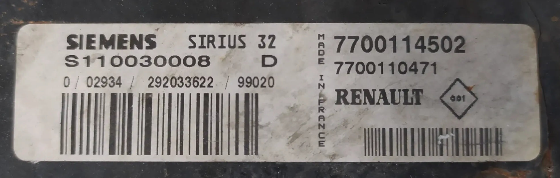 CALCULATEUR MOTEUR SIRIUS 32 S110030008D 7700114502 7700110471