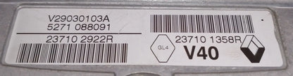 CALCULATEUR MOTEUR V40 V29030103A 237101361R 237101358R RENAULT / PIECE DISPONIBLE SUR COMMANDE UNIQUEMENT