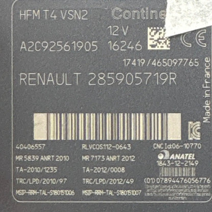 LECTEUR CARTE HFM T4 VSN2 A2C92561905 285905719R RENAULT