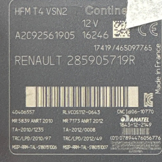 LECTEUR CARTE HFM T4 VSN2 A2C92561905 285905719R RENAULT
