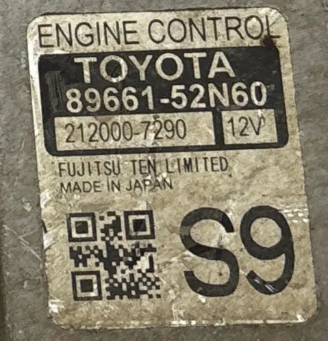 CALCULATEUR MOTEUR 89661-52N60 212000-7290 TOYOTA Ma boutique