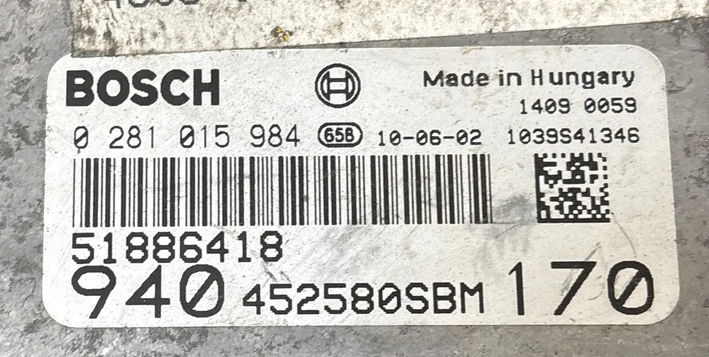 CALCULATEUR MOTEUR EDC16C39 0281015984 51886418 ALFA ROMEO Ma boutique
