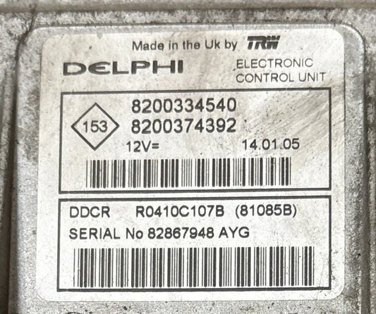 CALCULATEUR MOTEUR DDCR R0410C107B 8200374392 8200334540 RENAULT Ma boutique