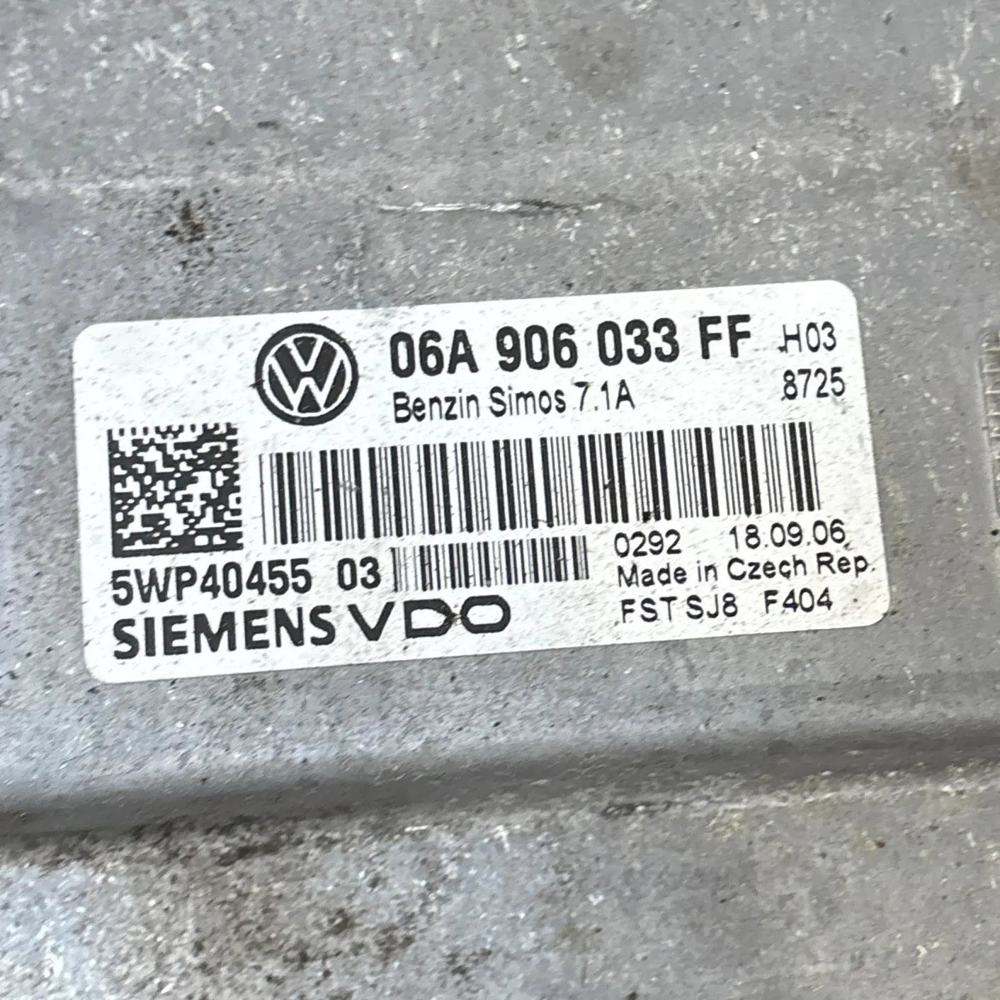 CALCULATEUR MOTEUR SIMOS 7.1A 5WP40455 06A906033FF VAG Ma boutique