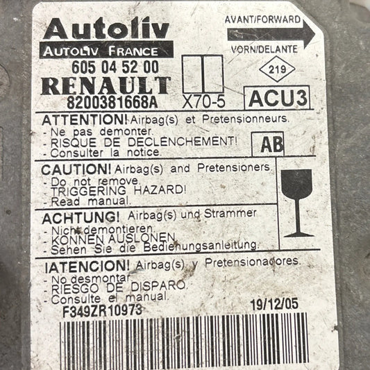 CALCULATEUR AIRBAG AUTOLIV 8200381668A 605045200 RENAULT Ma boutique