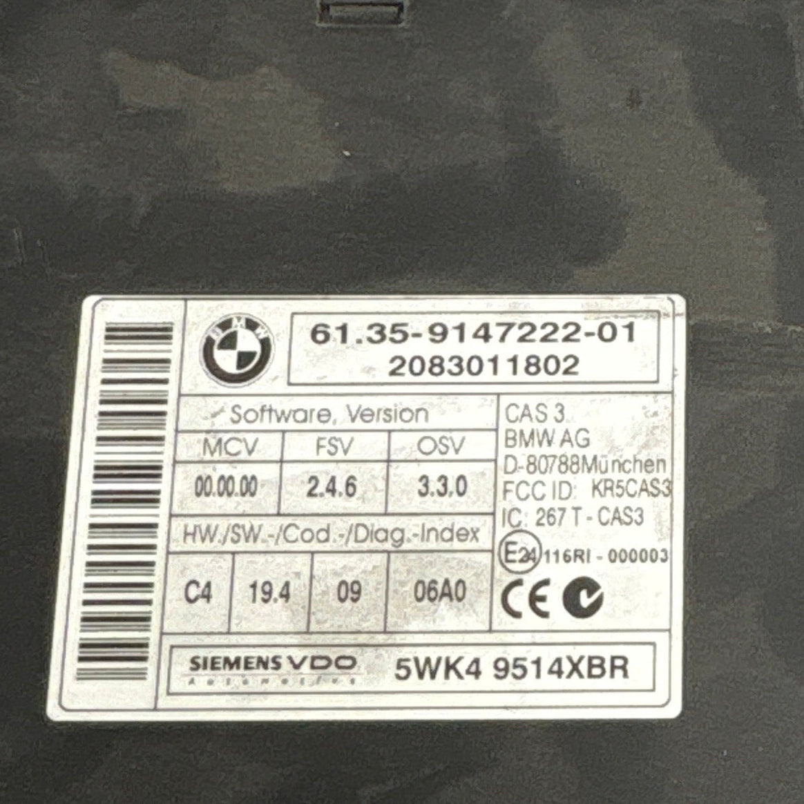 BOITIER CAS 3 5WK49514XBR 61.35-9147222-01 BMW - SV-TRONIC AUTOMOBILE