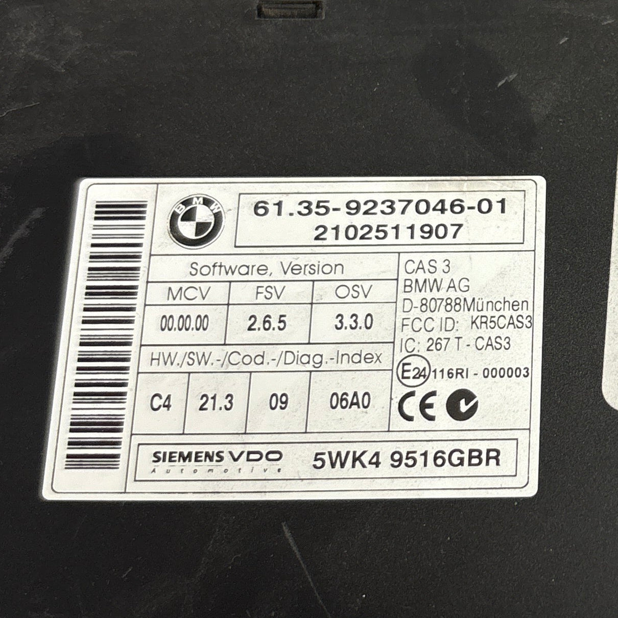 BOITIER CAS 3 5WK49516GBR 61.35-9237046-01 BMW - SV-TRONIC AUTOMOBILE