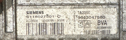 CALCULATEUR DE BOITE BVA TA2000 S118027501C 9643047580 PSA Ma boutique