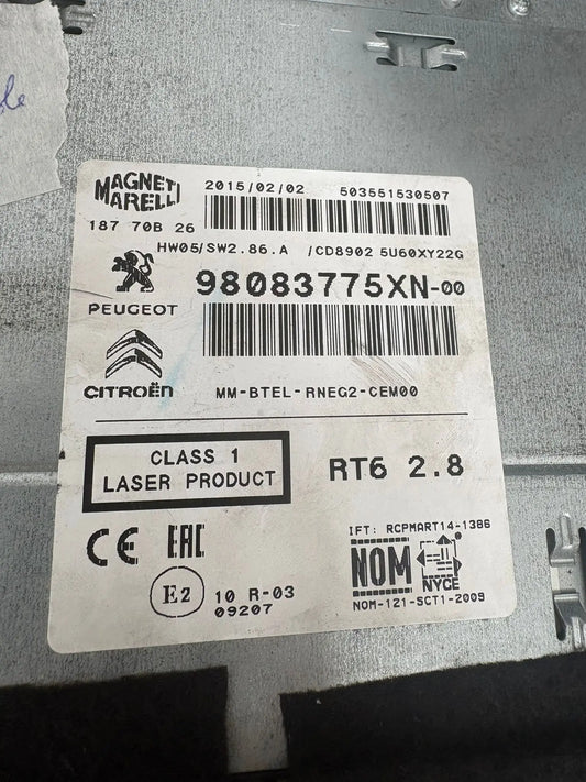 AUTORADIO POSTE CD RT6 2.8 98083775XN HW05/SW2.86.A PSA MM -BTEL-RNEG2-CEM00 PSA