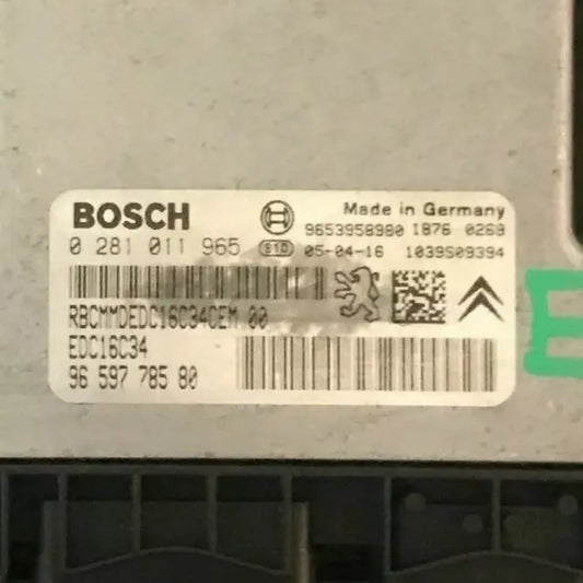 CALCULATEUR MOTEUR EDC16C34 0281011965 9659778580 PEUGEOT Ma boutique