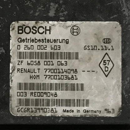 CALCULATEUR DE BOITE BVA GS10.11.1 0260002693 HOM 7700103681 8200021797 RENAULT