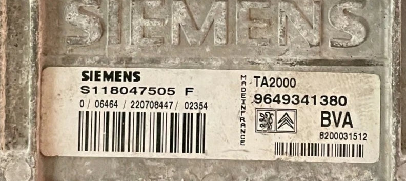 CALCULATEUR DE BOITE BVA TA2000 S118047505F 9649341380 8200031512 PSA