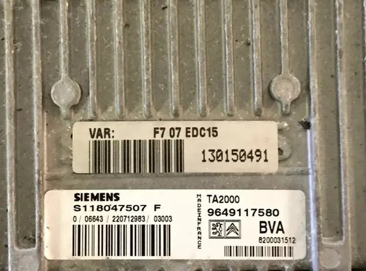 CALCULATEUR DE BOITE BVA TA2000 S118047507F 9649117580 CITROEN Ma boutique