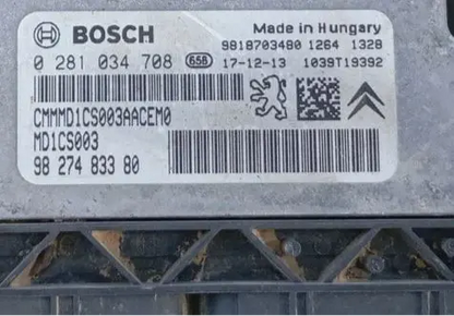 CALCULATEUR MOTEUR NON PROTÉGÉ MD1CS003 0281034708 9827483380 9695050680 PEUGEOT 308 1.5HDI 130CV BVM6 Ma boutique