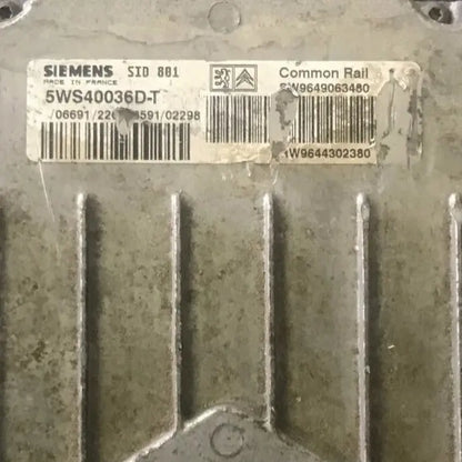 CALCULATEUR MOTEUR SID801 5WS40036D-T 9649063480 9644302380 PSA Ma boutique