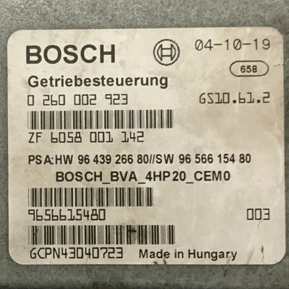 CALCULATEUR DE BOITE BVA GS10.61.2 0260002923 9643926680 9656615480 PSA