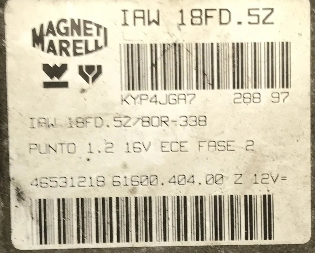 CALCULATEUR MOTEUR IAW 18FD.5Z 46531218 61600.404.00 FIAT Ma boutique